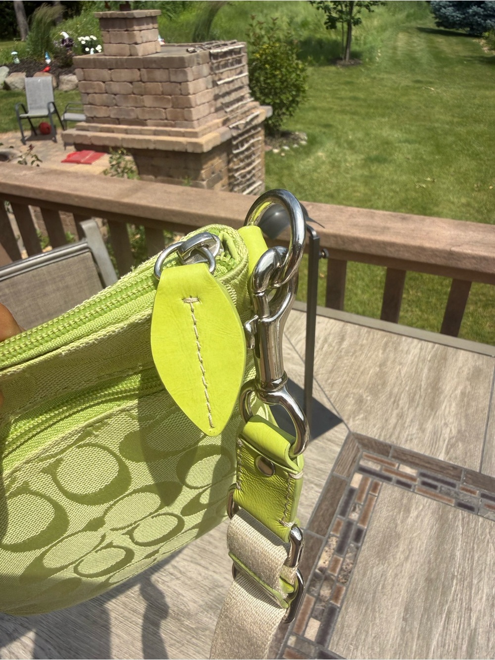 EUC Coach Signature Jacquard North-South Lime Green
Swingpack Crossbody Bag - Picture 9 of 13